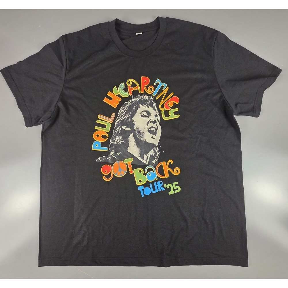 Paul McCartney Unofficial Got Back Tour 2025 Vinyl Graphic Tee Mens 2XL